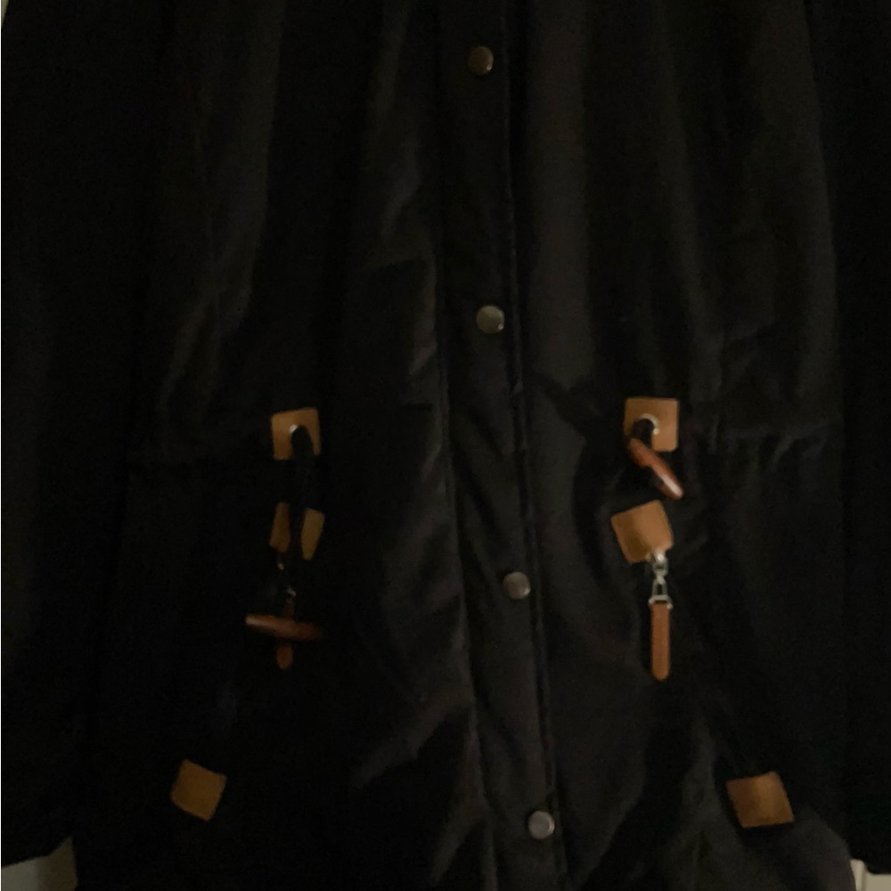 Black Hooded Jacket with Tan Accents - Picture 3 of 8